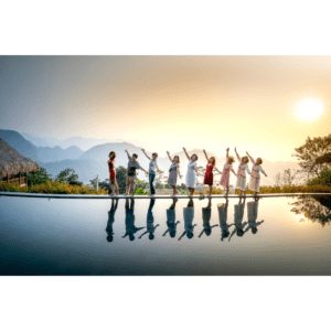 Image of people by a pool